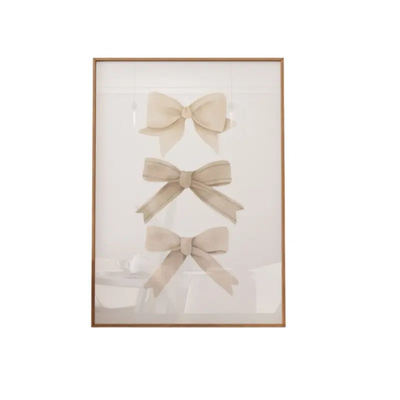 Beige Art Print, Bow Wall Art, Trendy Art Prints, Ribbon Wall Art, Neutral Art, Preppy Dorm, Gifts For Besties Sister...