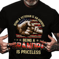 Being A Veteran Is An Honor Being A Grandpa Is Priceless Cute Fist Bump & Us Flag Patriotic, Unisex Short Sleeve Tee,...