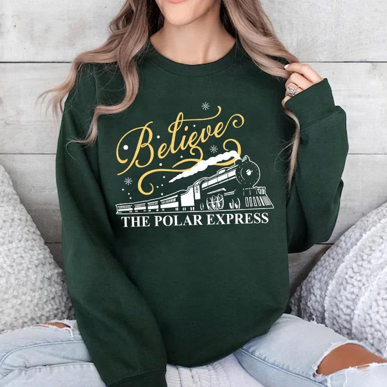 Believe Polar Express Family Pajamas Express Shirt Believe Shirt Red Green Believe Polar Express Family Matching Shirt Xmas Family T-Shirts, Hoodie, Sweatshirt