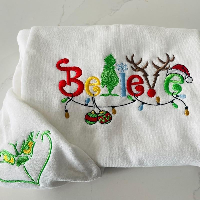 Believe embroidered sweatshirt T-Shirts, Hoodie | GrindPrints.com