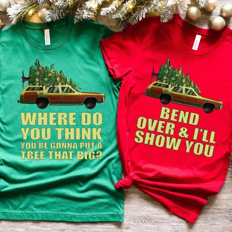 Bend Over and I'll Show You Christmas Couple Matching Shirt, Christmas Vacation T-shirt, Family Shirt, Cute Christmas...