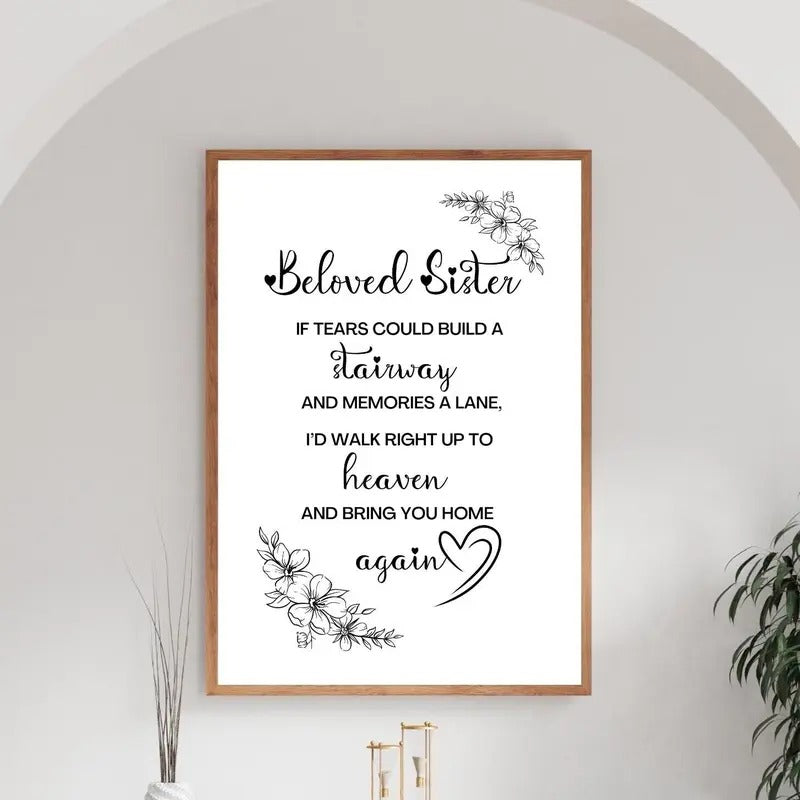 Bereavement Gifts, Memorial Poster Prints, Sister Remembrance Print, Grieving The Loss Of A Sister, Loss Of Sister Quote,...