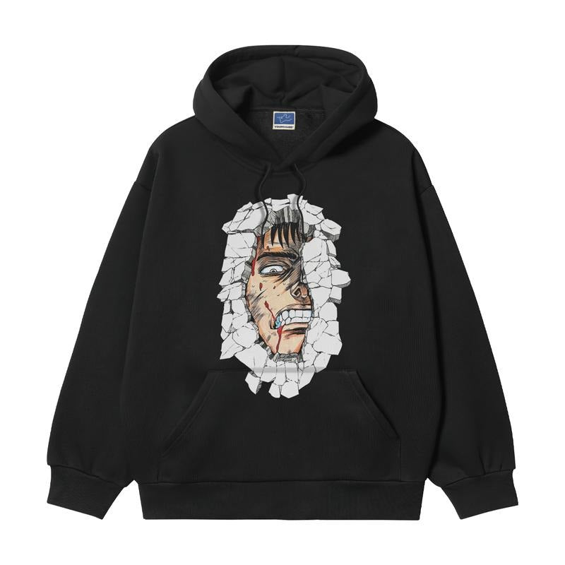 Berserk "Broken Guts" Heavyweight Vintage Hoodie Cotton Blend Classic Anime Sweatshirt Menswear Tops Pullover Long Sleeve...