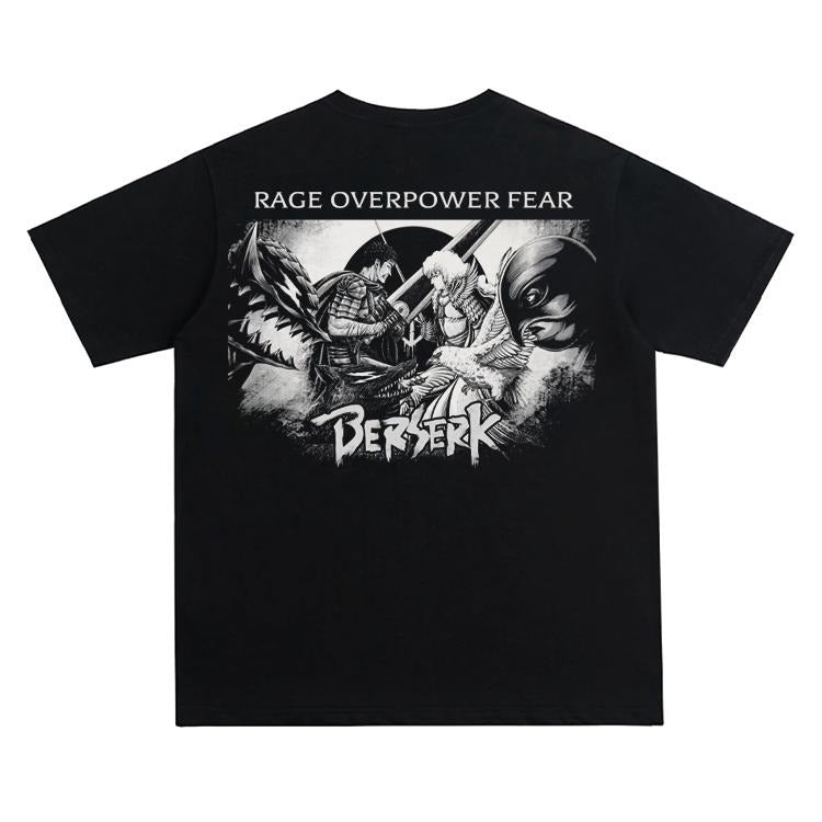 Berserk "Fiery Youth Guts" Vintage Oversized Tee Anime T-shirt 100% Cotton Original Design Men's Top for Fans Menswear...