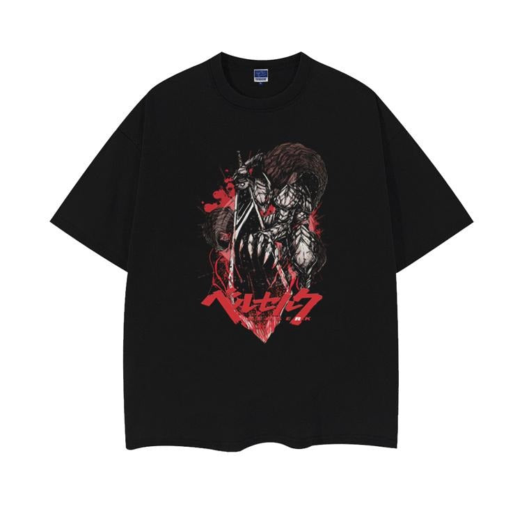 Berserk "Rage" Heavyweight Vintage Tee 100% Cotton OVERSIZED Anime T-shirt Menswear Top Crew Necks Overshirt Casual...