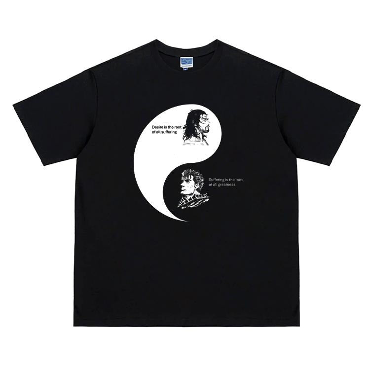 Berserk Vagabond "Kindred Souls" Vintage Oversized Tee Anime T-shirt 100% Cotton Original Design Men's Top for Fans...