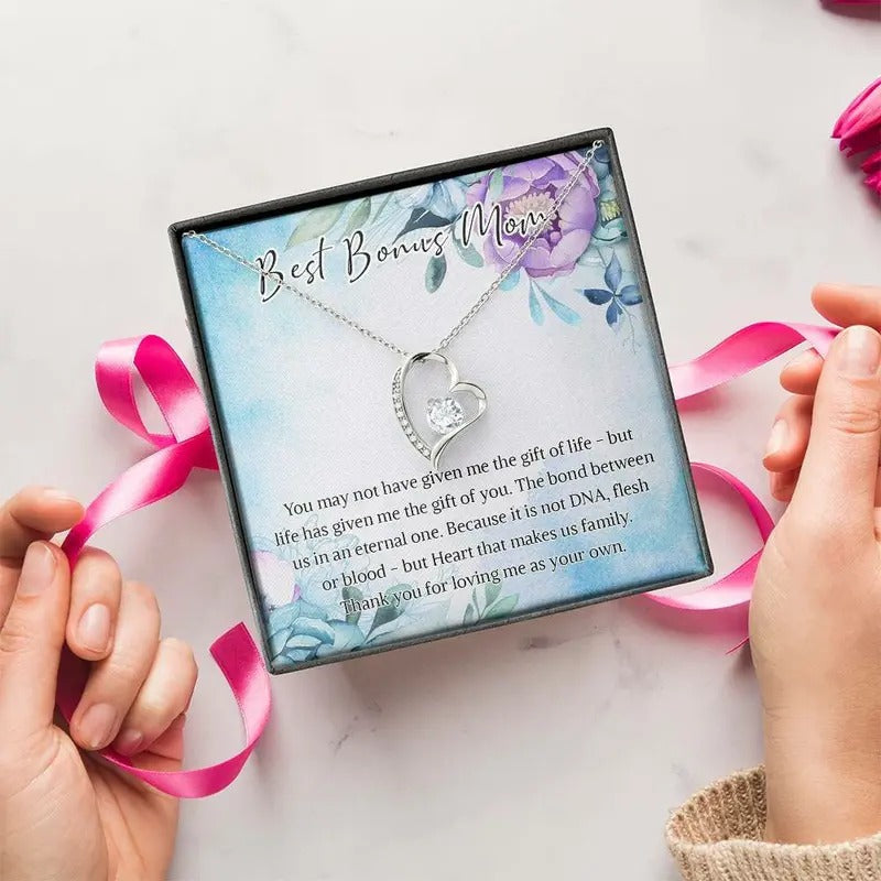Best Bonus Mom Jewelry, Gift For Stepmom, Gift Mother's Day Necklace, Necklace With Message Card, Gift For Bonus Mother,...