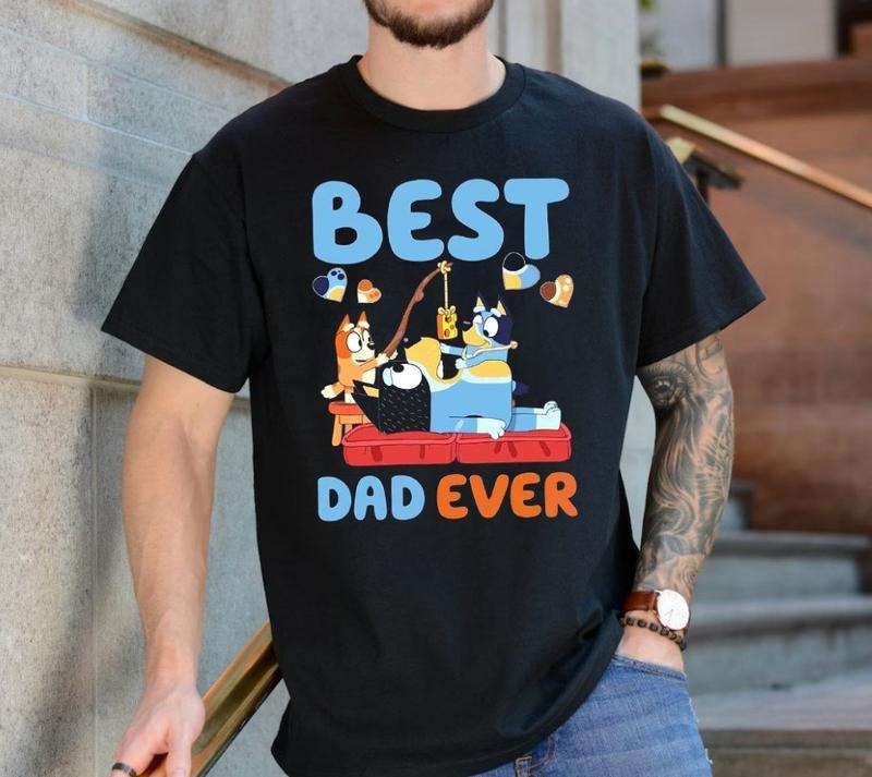 Best Dad Ever Funny Bluey Daddy Vintage Shirt, Bluey Dad Retro Tee, Super Hero Dad Tee, Fathers Day Shirt, Gifts For Him,...