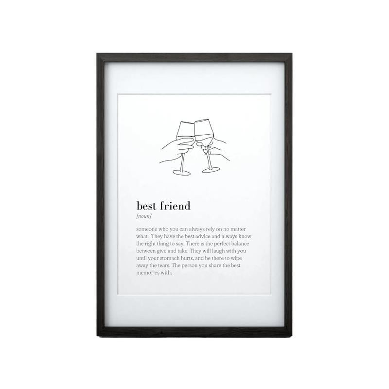 Best Friend Definition Art Print, Friend Definition, Best Friend Quote, Gifts For Besties Friends Wall Art Decor, Poster...
