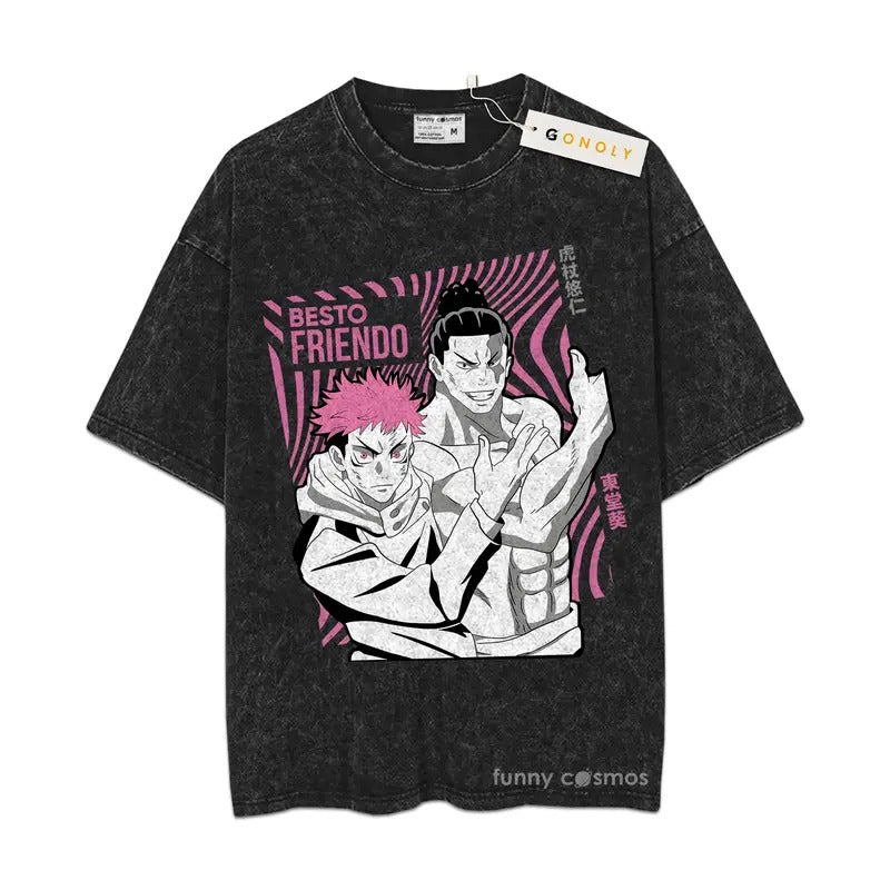 Besto Friendo Mineral Wash Jjk Mineral Wash Jujutsu Kaisen Anime Mineral Wash T-Shirts, Hoodie, Sweatshirt