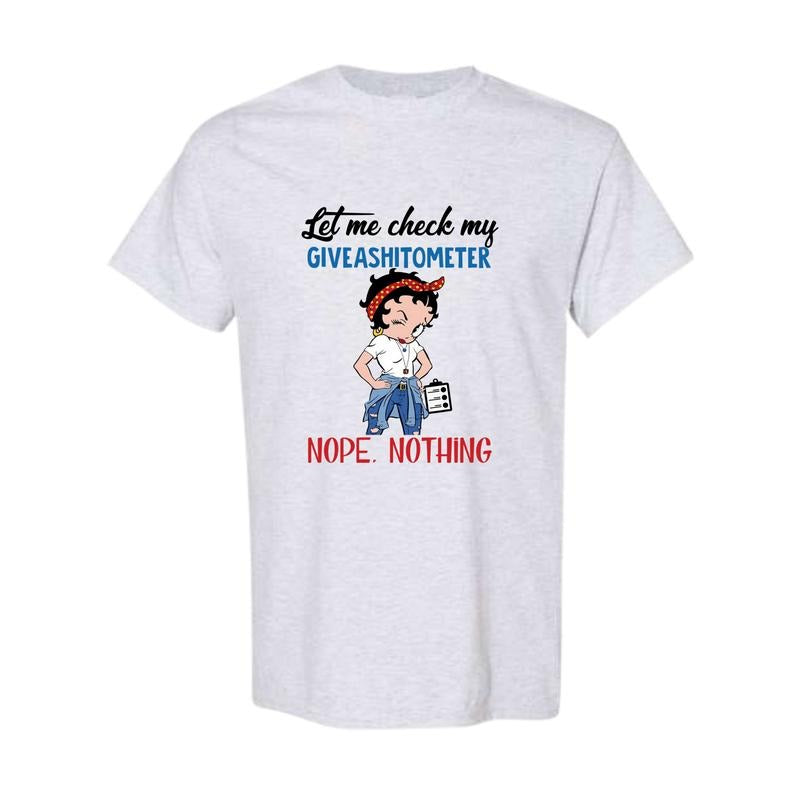 Betty Boop Shirt, Betty Boop Let Me Check My Giveashitometer Nope Nothing Vintage T-Shirt, TV Series Shirt, Comedy...