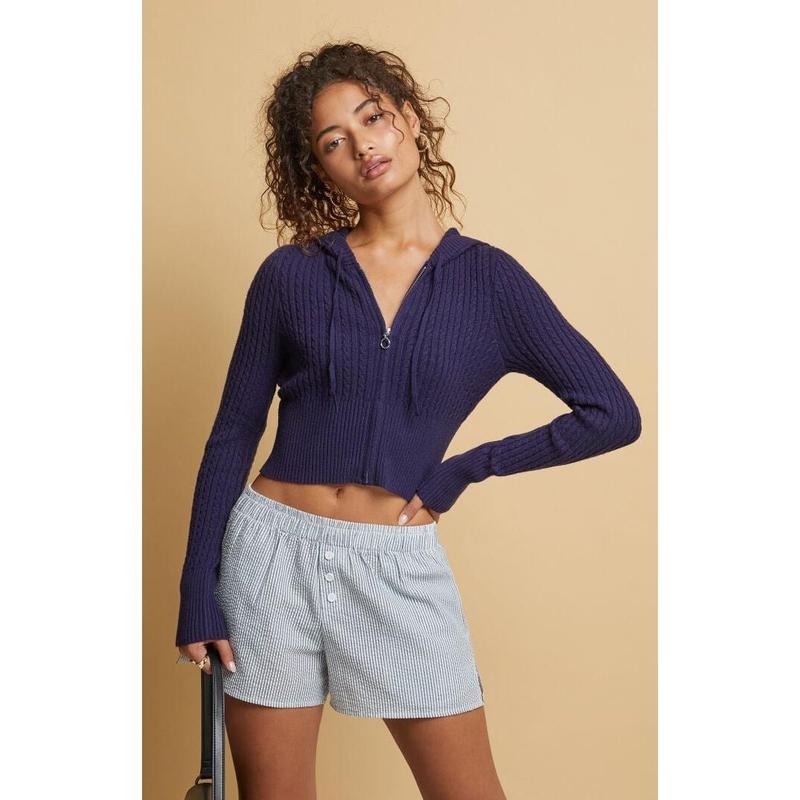 Beverly and Beck Women's Eva Cable Hoodie T-Shirts, Sweatshirt | GrindPrints.com
