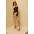 Beverly and Beck Women's Off-The-Shoulder Button Front Top T-Shirts, Hoodie, Sweatshirt | GrindPrints.com
