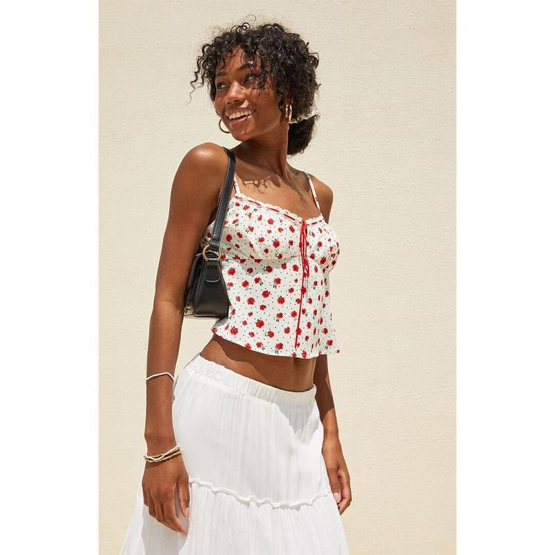 Beverly Beck Sage Tie Front Floral Cami T-Shirts, Hoodie, Sweatshirt