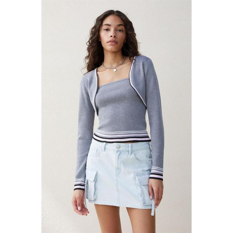 Beverly and Beck Women's Striped Knit Bolero T-Shirts, Hoodie, Sweatshirt | GrindPrints.com