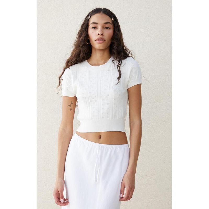Beverly and Beck Women's Sweetheart Pointelle Short Sleeve Sweater T-Shirts, Hoodie, Sweatshirt | GrindPrints.com