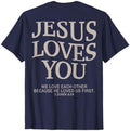 Bhgytec Jesus Loves You Christian T-Shirt - Blue, Small, Unisex-Adults, Short Sleeve, Crew Neck, Modern Classic, Letter...