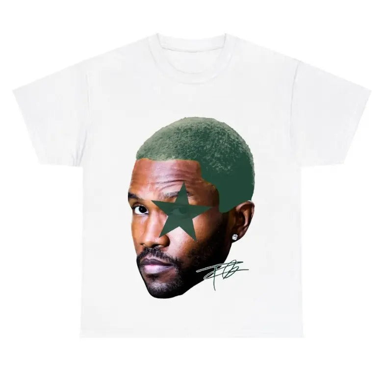 Big Face Frank Green Star White Tee Classic Menswear Hoodie, Sweatshirt | GrindPrints.com