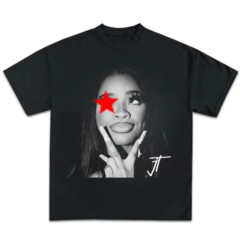 Big Face JT rapper Signature Red Star Graphic Tee Hoodie, Sweatshirt | GrindPrints.com