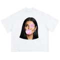 Big Face Jhenee Pink Star Bubble Gum Graphic T-shirt Cotton Fabric Top Womenswear Hoodie, Sweatshirt | GrindPrints.com