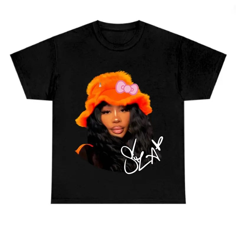 Big Face Sza Orange Kitty Cute t shirt pop music shirt graphic tee Hoodie, Sweatshirt | GrindPrints.com