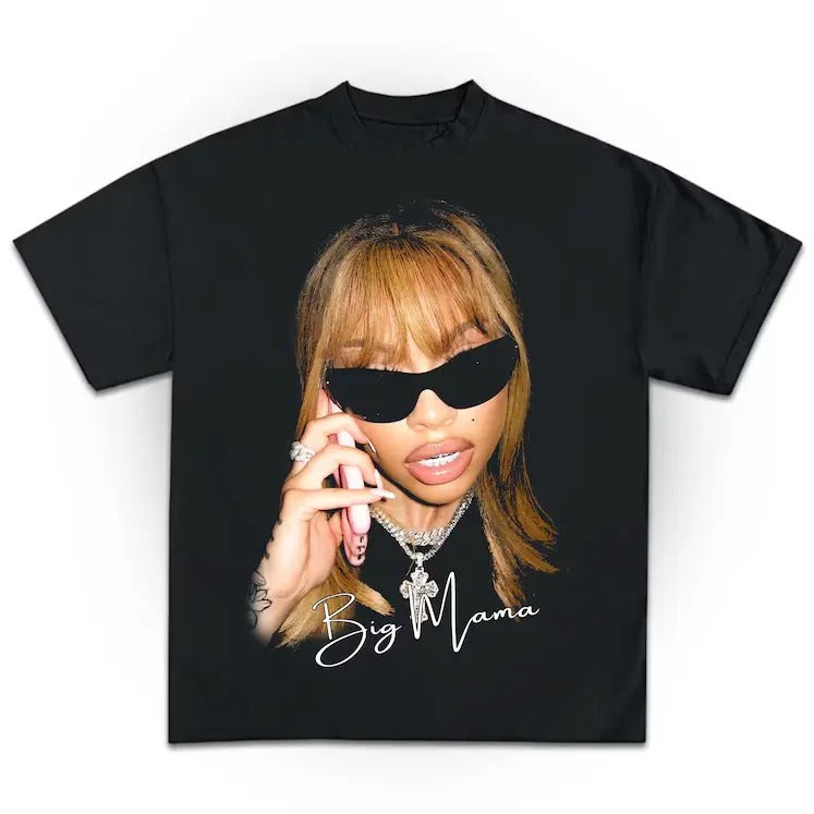 Big Mama Graphic T-Shirt Rapper Lattooo Tee Cotton Fabric Hoodie, Sweatshirt | GrindPrints.com