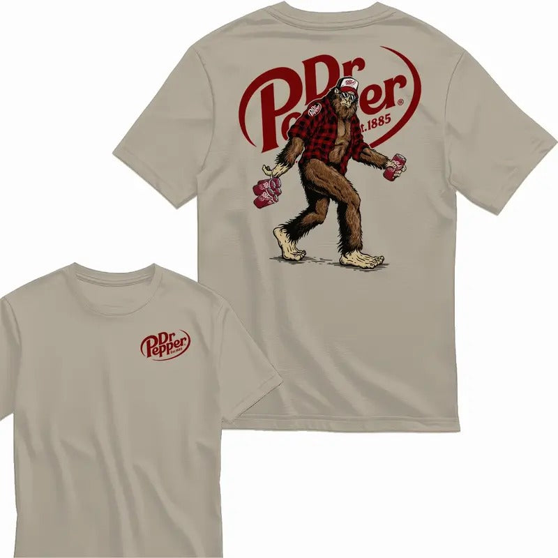 Bigfoot Dr Pepper T-shirt - Men's Classic Fit 100% Cotton - Menswear Graphic Tshirt Hoodie, Sweatshirt | GrindPrints.com
