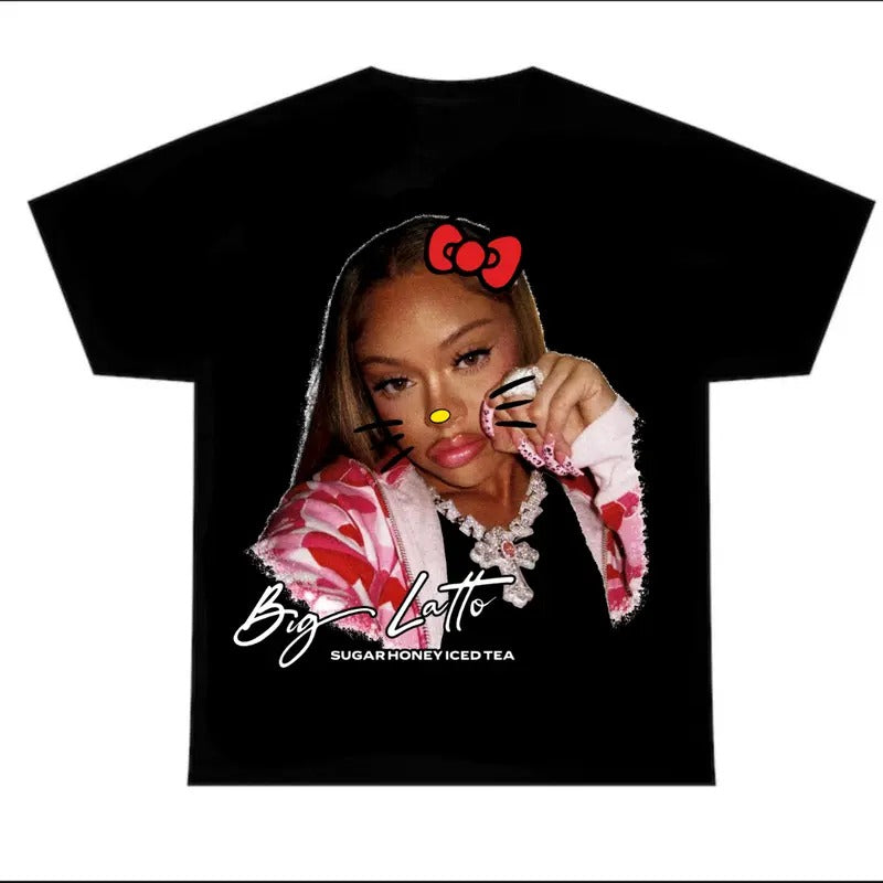 Bigg Latto Black Tee, Latto Red Kitty Shirt Hoodie, Sweatshirt | GrindPrints.com
