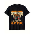 Billiards Print Men's Cotton T-shirt, Graphic Tee Men's Outdoor Clothes, Men's Clothing, Casual Short Sleeve Crew Neck...