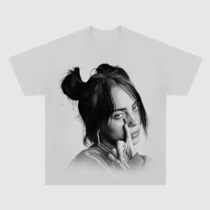 Billieee Eilishhh white T-shirt, Graphic Tee Craze Hoodie, Sweatshirt | GrindPrints.com