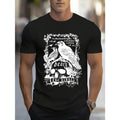 Birds Illustration Print, Men's Crew Neck Short Sleeve T-shirt, Stylish & Trendy & Cozy For Casual Summer Wear Made in...