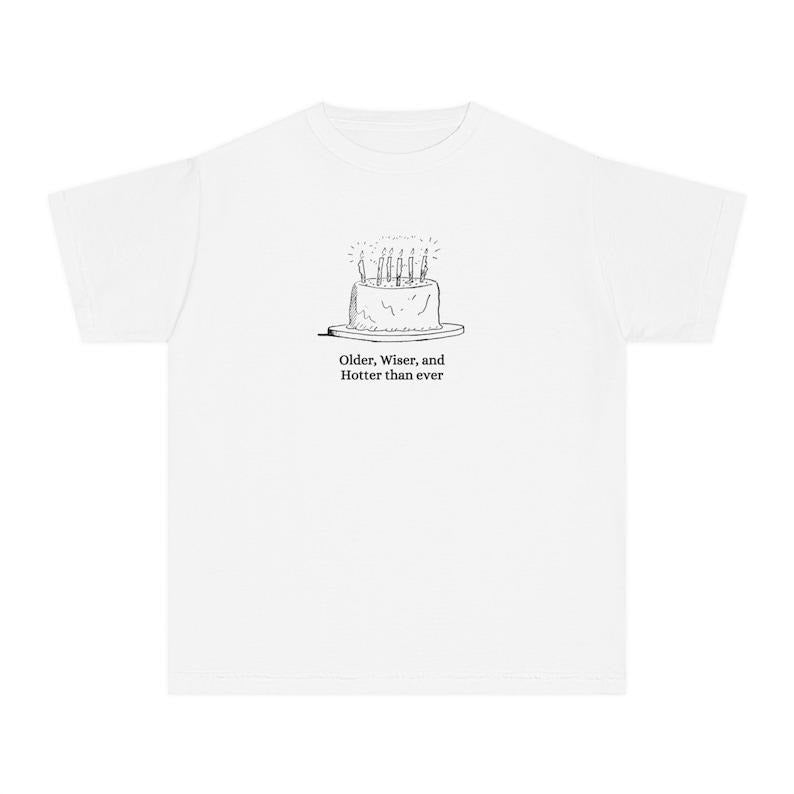 Birthday Cake Baby Tee, Birthday Girl Shirt, Older Wiser Hotter, Vintage Retro Cake Tshirt, Coquette, Retro Graphic Tee,...