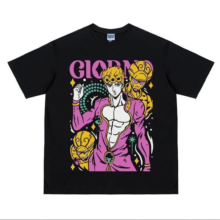 Bizarre Adventure "Golden Experience" heavyweight anime vintage tee 100% cotton Loose Menswear Top Crew Necks Printed...