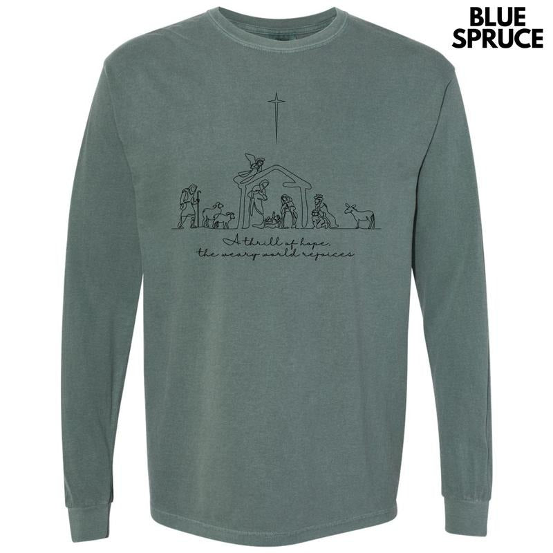 Black A Thrill Of Hope Long Sleeve Comfort Colors T-Shirt 'NLB' Hoodie, Sweatshirt | GrindPrints.com