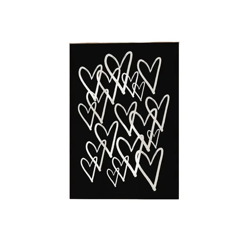 Black And White Wall Art, Trendy Art Prints, Aesthetic Poster, Hearts Wall Art, Preppy Dorm Trendy Art Print, Funky...