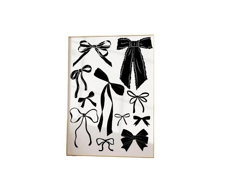 Black Bow Coquette Hair Ribbon Coastal Cowgirl Decor, Preppy Aesthetic Balletcore Trendy Romantic Cottagecore Dorm Decor...