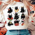 Black Cat Christmas Sweatshirt, Christmas Shirt, Cute Christmas Cat Sweatshirt, Cat Lover Hoodie | GrindPrints.com