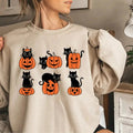 Black Cat Pumpkin Sweatshirt, Fall Sweatshirt, Halloween Sweatshirt, Black Cat Halloween Hoodie, Vintage Halloween...