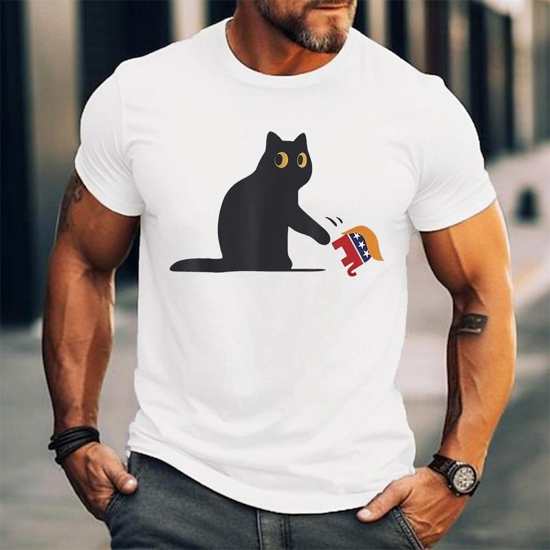 Black Cat vs Elephant Anti-Trump 2025 Unisex T-Shirt, Cotton 100%, Top Trending Fashion Hoodie, Sweatshirt | GrindPrints.com