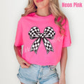 Black Checkered Bow Comfort Colors T-Shirt 'NLB' Hoodie, Sweatshirt | GrindPrints.com