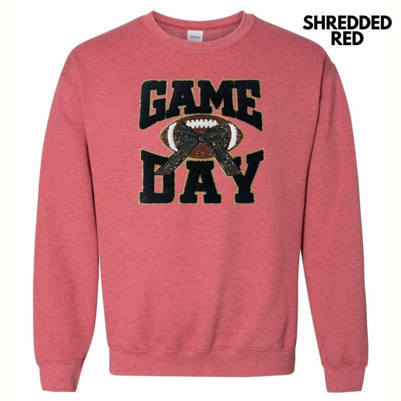 Black Football Game Day Bow Patch Sweatshirt T-Shirts, Hoodie | GrindPrints.com