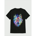 Black Forest Decor Wolf Splash Art Animal Face Casual Digital Print  Pure Heavy Cotton T Shirt Made in USA Hoodie, Sweatshirt