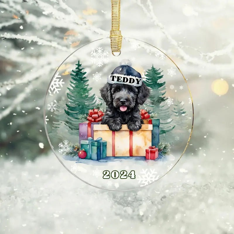 Black Golden Doodle Christmas Ornament - Personalized Dog First Christmas Bauble T-Shirts, Hoodie, Sweatshirt