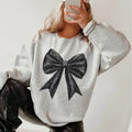 Black Hippie Style Coquette Bow Graphic Printed Sweater, Black Ribbon, Coquette Bow Lovers, Soft Girl, Soft Mom Era Shirt...