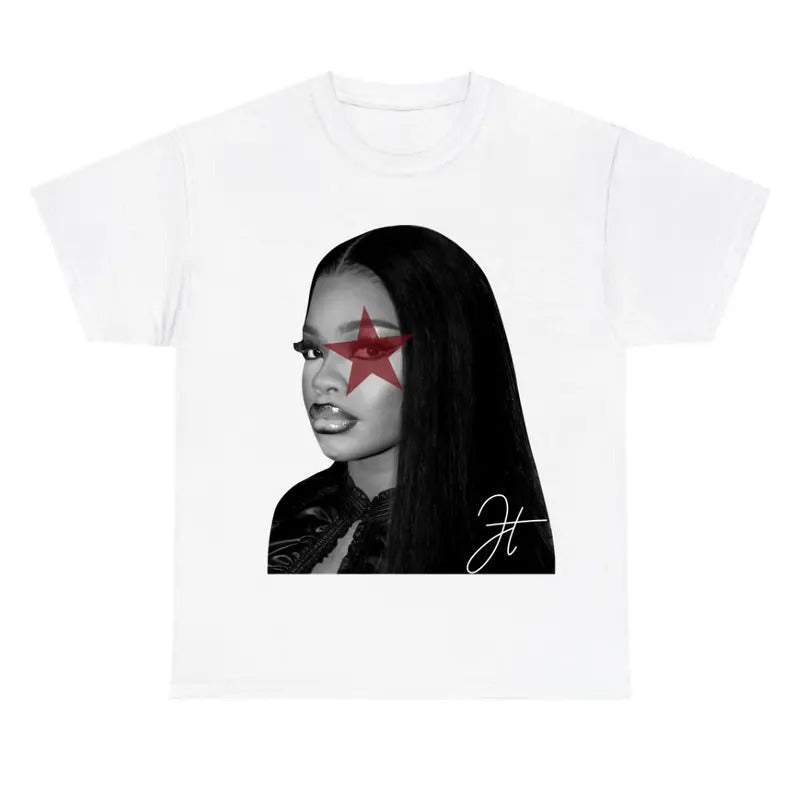 Black JT Tee, Red Star JT Shirt Cotton Fabric Hoodie, Sweatshirt | GrindPrints.com