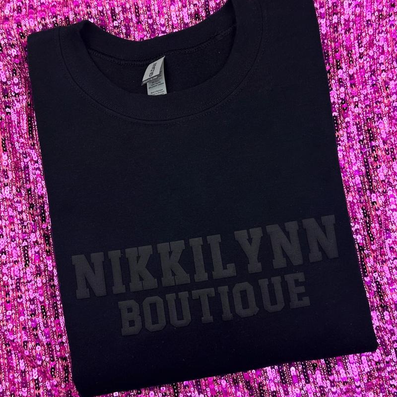 Black Nikkilynn Puff Print Sweatshirt T-Shirts, Hoodie | GrindPrints.com