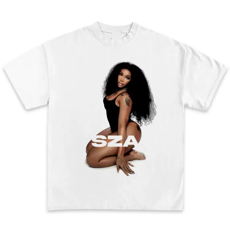 Black SZA Graphic T-Shirt Cotton Fabric   Tshirt Hoodie, Sweatshirt | GrindPrints.com
