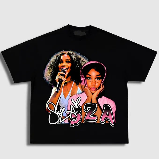 Black SZA Graphic T-Shirt for Men - Short Sleeve Hoodie, Sweatshirt | GrindPrints.com