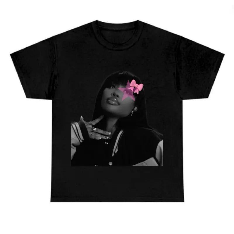 Black SZA Pink Star Tee Shirt - Men's Casual Streetwear Top - Cotton Hoodie, Sweatshirt | GrindPrints.com