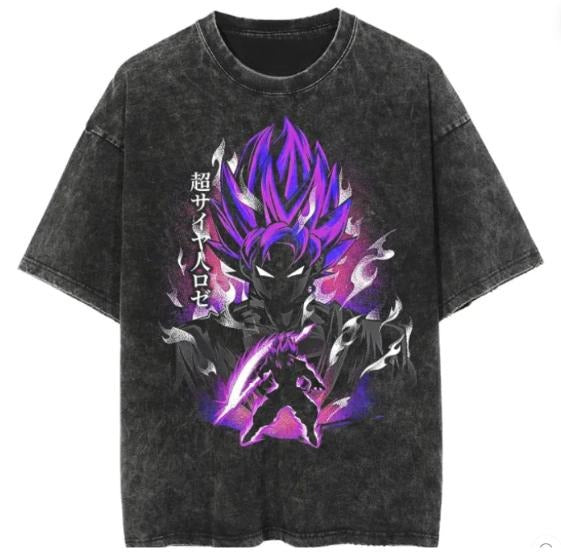 Black Super Saiyan Vintage T-Shirt , for unisex , gift for anime fan Menswear Top Hoodie, Sweatshirt | GrindPrints.com
